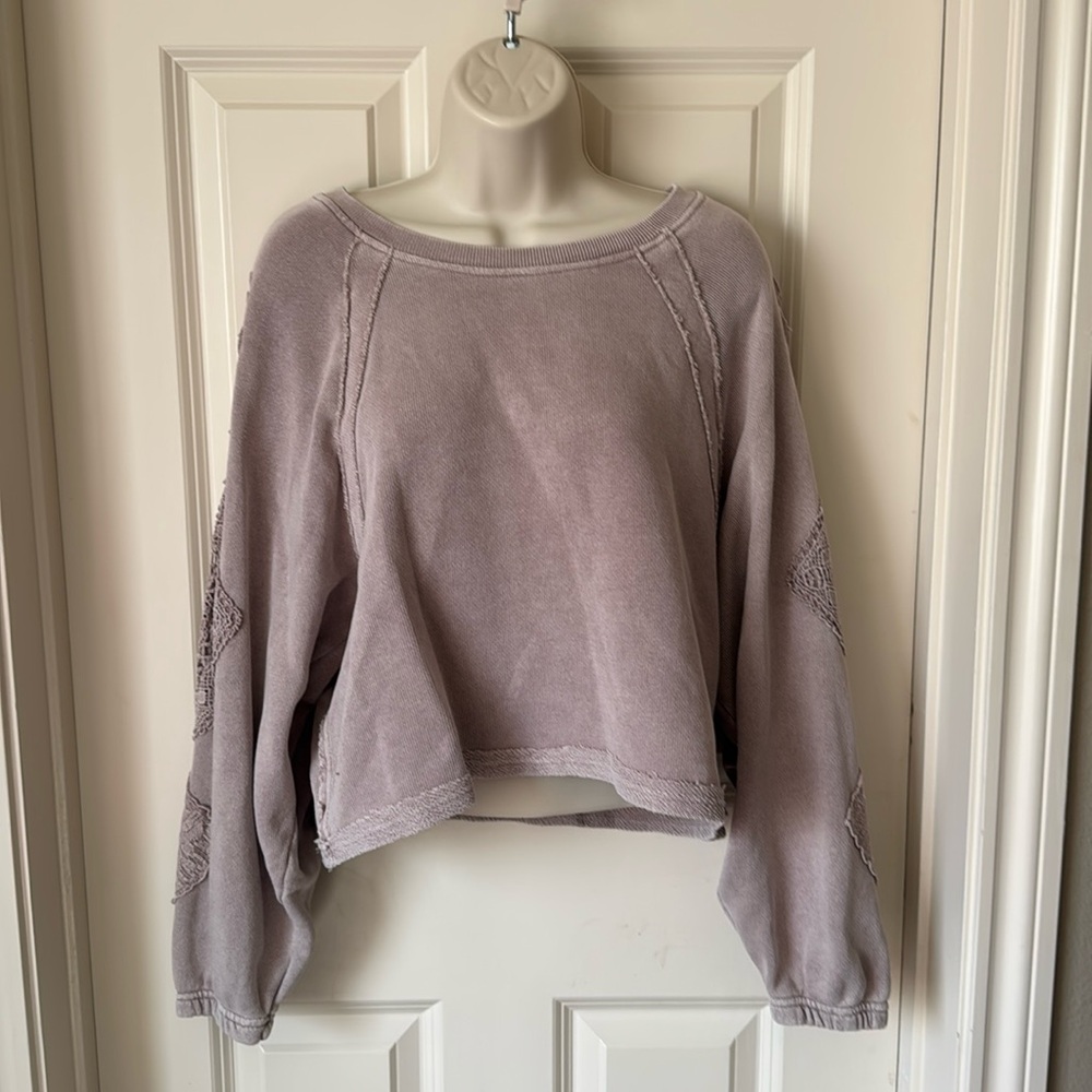 Vintage Havana Diamond Crochet Raglan Sleeve Crewneck Crop Too size S